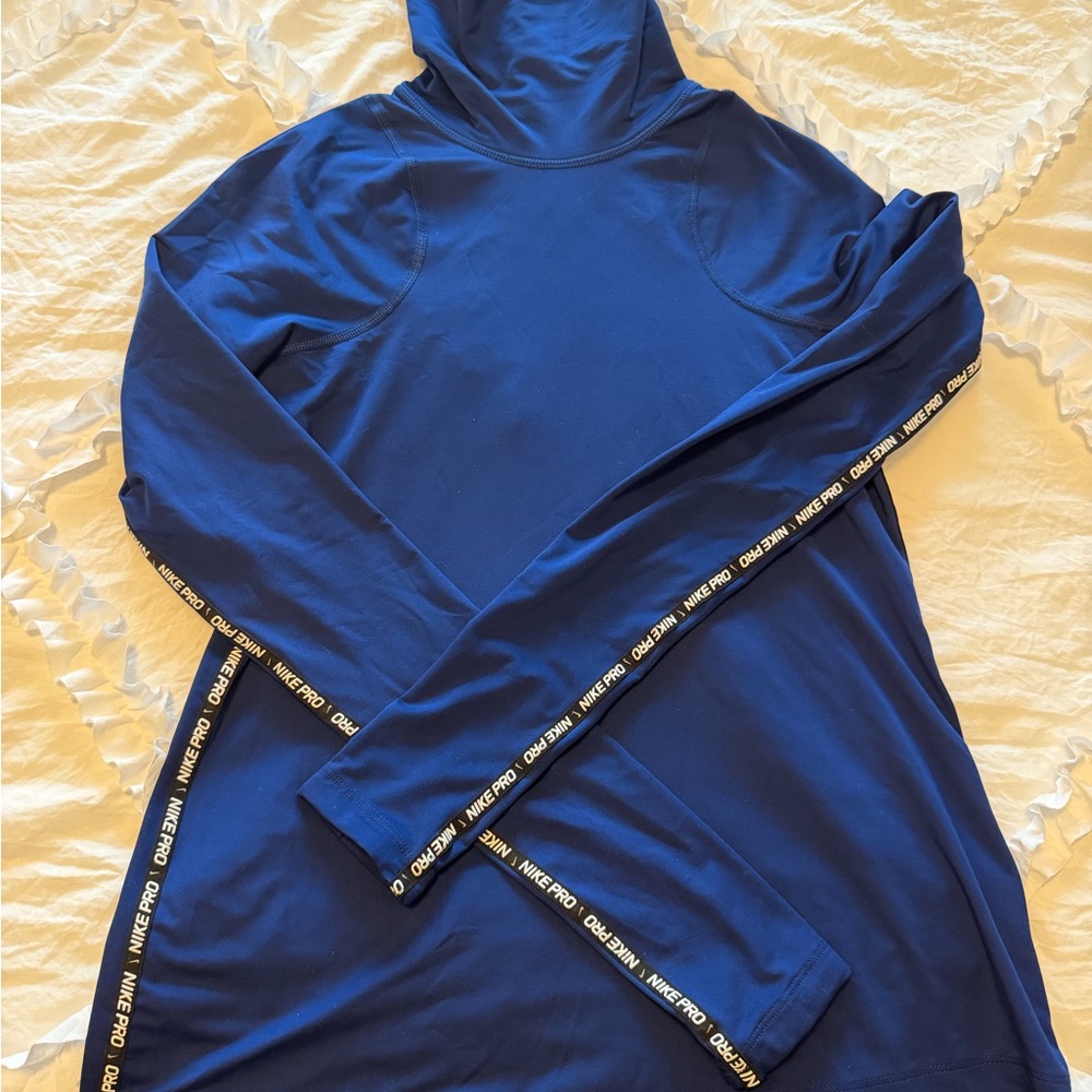 Nike Pro Funnel Neck Pullover Long Sleeve Navy Medium